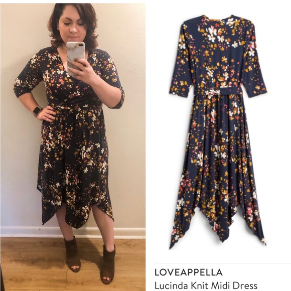 Loveappella Lucinda Knit Midi Dress in navy size Small - Picture 6 of 8